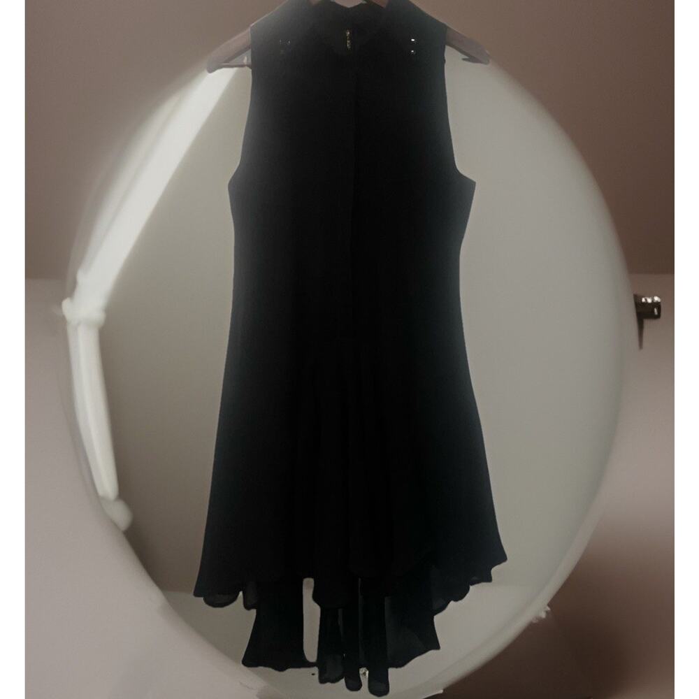 WANT + NEED Chiffon Dress Black Womens Medium Sleeveless Handkerchief Hem